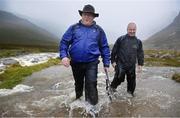 11 September 2015; Sean Brogan, CEO Aer Arann, left, and RTE's Michael Corcoran on their ascent to Carrauntoohil, MacGillycuddy's Reeks, during the Caps to the Summit in Aid of the Alan Kerins Project. Picture credit: Valerie O'Sullivan / SPORTSFILE