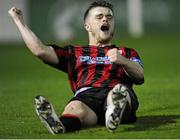 11 September 2015; Lorcan Shannon, Longford Town, celebrates after scoring his side's third goal. Irish Daily Mail FAI Senior Cup, Quarter-Final, Longford Town v Sheriff YC, City Calling Stadium, Longford. Picture credit: Seb Daly / SPORTSFILE