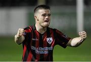 11 September 2015; Lorcan Shannon, Longford Town, celebrates after scoring his side's third goal. Irish Daily Mail FAI Senior Cup, Quarter-Final, Longford Town v Sheriff YC, City Calling Stadium, Longford. Picture credit: Seb Daly / SPORTSFILE