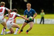 12 September 2015; Conor Dunne, Leinster, in action against Michael O'Neill, Ulster U18 Clubs. Clubs Interprovincial Rugby Championship, Round 2, Ulster v Leinster, U18 Clubs, Rainey RFC, Magherafelt, Derry. Picture credit: Oliver McVeigh / SPORTSFILE