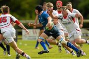 12 September 2015; Kevin Dolan, Leinster, making a break through the Ulster U18 Clubs defence. Clubs Interprovincial Rugby Championship, Round 2, Ulster v Leinster, U18 Clubs, Rainey RFC, Magherafelt, Derry. Picture credit: Oliver McVeigh / SPORTSFILE