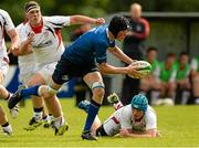 12 September 2015; Kevin Dolan, Leinster, making a break through the Ulster U18 Clubs defence. Clubs Interprovincial Rugby Championship, Round 2, Ulster v Leinster, U18 Clubs, Rainey RFC, Magherafelt, Derry. Picture credit: Oliver McVeigh / SPORTSFILE