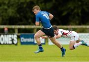 12 September 2015; Sean O'Brien, Leinster, escapes the tackle of Peter Scott, Ulster. Clubs Interprovincial Rugby Championship, Round 2, Ulster v Leinster, U18 Clubs, Rainey RFC, Magherafelt, Derry. Picture credit: Oliver McVeigh / SPORTSFILE