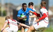 12 September 2015; Daniel Achimugu, Leinster, is tackled by Cormac Fox, Ulster. Clubs Interprovincial Rugby Championship, Round 2, Ulster v Leinster, U18 Clubs, Rainey RFC, Magherafelt, Derry. Picture credit: Oliver McVeigh / SPORTSFILE