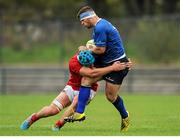 12 September 2015; Conor Mcguire, Leinster, is tackled by Fineen Wycherly, Munster. U19 Interprovincial Rugby Championship, Round 2, Munster v Leinster, CIT, Bishopstown, Cork. Picture credit: Eóin Noonan / SPORTSFILE