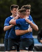 12 September 2015; Leinster's Caelan Doris and Conor Gleeson congratulated each other on their side's victory over Ulster. Schools Interprovincial Rugby Championship, Round 2, Ulster v Leinster, Belfast Harlequins RFC, Deramore Park, Belfast, Co. Antrim. Picture credit: Seb Daly / SPORTSFILE