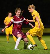 12 September 2015; Catherine Hyndman, Castlebar Celtic, in action against Elle O'Flaherty, Galway WFC. Continental Tyres Women's National League, Castlebar Celtic v Galway WFC, Celtic Park, Castlebar, Co. Mayo. Picture credit: Piaras Ó Mídheach / SPORTSFILE