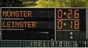 12 September 2015; A view of the scoreboard at the final whistle. U19 Interprovincial Rugby Championship, Round 2, Munster v Leinster, CIT, Bishopstown, Cork. Picture credit: Eóin Noonan / SPORTSFILE
