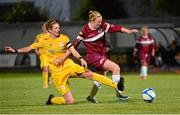 12 September 2015; Lisa Casserly, Galway WFC, in action against Yvonne Hedigan, Castlebar Celtic. Continental Tyres Women's National League, Castlebar Celtic v Galway WFC, Celtic Park, Castlebar, Co. Mayo. Picture credit: Piaras Ó Mídheach / SPORTSFILE