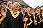 13 September 2015; Members of the Monasterevin Gospel Choir perform near the entrance. Irish Champions Weekend. The Curragh, Co. Kildare. Picture credit: Cody Glenn / SPORTSFILE