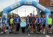 13 September 2015; The Irish Sports Council, in conjunction with Cycling Ireland teamed up with the Department of Transport, Tourism and Sport, Dublin City Council and Healthy Ireland for the Great Dublin Bike Ride which seen over 3,000 participants of all abilities from novice to expert ride 60km or 100km routes. Pictured, from left to right, is Denis Toomey, President of Cycling Ireland, Dominick Chilcott, British Ambassador to Ireland, Paschal Donohoe TD, Minister for Transport, Tourism and Sport, Lord Mayor of Dublin Críona Ní Dhálaigh, Leo Varadkar TD, Minister for Health, John Treacy, CEO Irish Sports Council, Una May, Director of Participation & Ethics, Irish Sports Council, and Ray D'Arcy, Television and Radio Presenter. The Great Dublin Bike Ride. Smithfield Square, Dublin. Picture credit: Seb Daly / SPORTSFILE