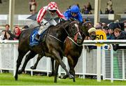 13 September 2015; Sole Power, left, with Chris Hayes up, racees alongside Toscanini, with James Doyle up, on their way to winning the Derrinstown Stud Flying Five Stakes. Irish Champions Weekend. The Curragh, Co. Kildare. Picture credit: Cody Glenn / SPORTSFILE