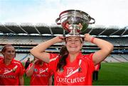 13 September 2015; Cork's Hannah Looney celebrates with the O'Duffy cup after the game. Liberty Insurance All Ireland Senior Camogie Championship Final, Cork v Galway. Croke Park, Dublin. Picture credit: Piaras Ó Mídheach / SPORTSFILE