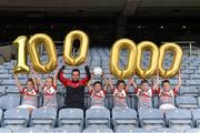 14 September 2015; Kellogg’s GAA Cúl Camps football ambassador and Donegal footballer Karl Lacey with, from left, Siobhan Cassidy-Fagan, Kinga Elekes, Scott Ramsay, Aoife Penrose, Christopher Mulligan and Sam Walsh pictured at the announcement of a record breaking summer for Kellogg’s GAA Cul Camps. 102,384 boys and girls attended camps nationwide during July and August marking a 15% increase in participation on last year and a 54% increase on the first camps in 2006. Croke Park, Dublin. Picture credit: Matt Browne / SPORTSFILE