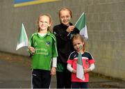 12 September 2015; Limerick supporters, and sisters, Catriona, aged 7, Sarah, aged 10, and Molly Dillon, aged 4, from Pallasgreen, Co. Limerick, before the game. Bord Gais Energy GAA Hurling All-Ireland U21 Championship Final, Limerick v Wexford, Semple Stadium, Thurles, Co. Tipperary. Picture credit: Diarmuid Greene / SPORTSFILE