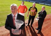 31 March 2009; At the launch of the 2009 FBD All-Ireland GAA Golf Challenge were, from left, Adrian Taheny, Director of Marketing and Sales, FBD Insurance, Armagh footballer Steven McDonnell, former Kilkenny hurler Eddie Keher and GAA President Nickey Brennan. Croke Park, Dublin. Photo by Sportsfile