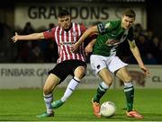 14 September 2015; Garry Buckley, Cork City, in action against Dean Jarvis, Derry City. Irish Daily Mail FAI Senior Cup Quarter-Final Replay, Cork City v Derry City. Turner's Cross, Cork. Picture credit: David Maher / SPORTSFILE