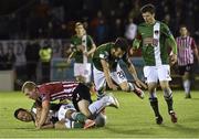 14 September 2015; Billy Dennehy, left and Liam Miller, Cork City, in action against Stephen Dooley, Derry City. Irish Daily Mail FAI Senior Cup Quarter-Final Replay, Cork City v Derry City. Turner's Cross, Cork. Picture credit: David Maher / SPORTSFILE