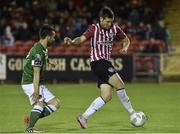 14 September 2015; Patrick McEleney, Derry City, in action against Liam Miller, Cork City. Irish Daily Mail FAI Senior Cup Quarter-Final Replay, Cork City v Derry City. Turner's Cross, Cork. Picture credit: David Maher / SPORTSFILE