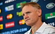 17 September 2015; Ireland head coach Joe Schmidt speaking during an Ireland team press conference. Marriott Hotel, Cardiff, Wales. Picture credit: Brendan Moran / SPORTSFILE