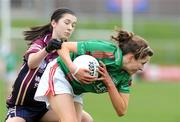 1 April 2009; Jane Moore, St Leo’s, in action against Nichola Donnelly, Loreto College. Pat The Baker Post Primary Schools All-Ireland Junior A Final, Loreto College, Omagh v St Leo’s, Carlow, Pairc Tailteann, Navan, Co. Meath. Picture credit: Matt Browne / SPORTSFILE