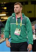 18 September 2015; Ireland's Robbie Henshaw makes his way onto the pitch ahead of the captain's run. Ireland Rugby Squad Captain's Run, 2015 Rugby World Cup. Millennium Stadium, Cardiff, Wales. Picture credit: Brendan Moran / SPORTSFILE