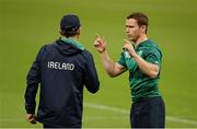 18 September 2015; Ireland's Eoin Reddan, right, with assistant coach Les Kiss during the captain's run. Ireland Rugby Squad Captain's Run, 2015 Rugby World Cup. Millennium Stadium, Cardiff, Wales. Picture credit: Brendan Moran / SPORTSFILE