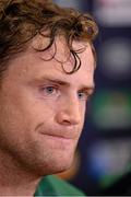 18 September 2015; Ireland's Jamie Heaslip during a press conference. Ireland Rugby Press Conference, 2015 Rugby World Cup. Millennium Stadium, Cardiff, Wales. Picture credit: Brendan Moran / SPORTSFILE