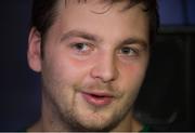 18 September 2015; Ireland's Iain Henderson during a press conference. Ireland Rugby Press Conference, 2015 Rugby World Cup. Millennium Stadium, Cardiff, Wales. Picture credit: Brendan Moran / SPORTSFILE