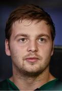 18 September 2015; Ireland's Iain Henderson during a press conference. Ireland Rugby Press Conference, 2015 Rugby World Cup. Millennium Stadium, Cardiff, Wales. Picture credit: Brendan Moran / SPORTSFILE