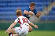 19 September 2015; Jordan Larmour, Leinster, is tackled by Ryan Wilson, Ulster. U19 Interprovincial Rugby Championship, Round 3, Leinster v Ulster. Donnybrook Stadium, Donnybrook, Dublin. Picture credit: Sam Barnes / SPORTSFILE