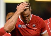 19 September 2015; Canada captain Jamie Cudmore after the game. 2015 Rugby World Cup, Pool D, Ireland v Canada. Millennium Stadium, Cardiff, Wales. Picture credit: Brendan Moran / SPORTSFILE