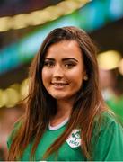 19 September 2015; Ireland supporter Deirbhile Kearney, from Derry, ahead of the game. 2015 Rugby World Cup, Pool D, Ireland v Canada. Millennium Stadium, Cardiff, Wales. Picture credit: Stephen McCarthy / SPORTSFILE