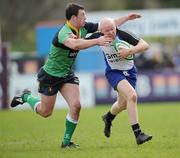 5 April 2009; Cronan Healy, Cork Constitution, in action against Willie Faloon, Ballinahinch. AIB Cup Final, Cork Constitution v Ballinahinch, Dubarry Park, Athlone, Co. Westmeath. Picture credit: Brian Lawless / SPORTSFILE