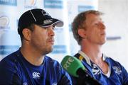 8 April 2009; Leinster head coach Michael Cheika and Leo Cullen, right, during a press conference ahead of their Heineken Cup Quarter Final against Harlequins on Sunday. Leinster Rugby Press Conference, Bective Rangers RFC, Donnybrook, Dublin. Picture credit: Pat Murphy / SPORTSFILE