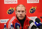 8 April 2009; Munster captain Paul O'Connell during a press conference ahead of their Heineken Cup Quarter Final against the Ospreys on Sunday. Munster Rugby Press Conference, University of Limerick, Limerick. Picture credit: Kieran Clancy / SPORTSFILE