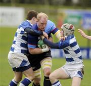 11 April 2009; Des Dillon, Blackrock, is tackled by Matt Maguire and Mel Ferry, Dungannon. AIB League Division 1, Dungannon v Blackrock, Stevenson Park, Dungannon, Co. Tyrone. Picture credit: Oliver McVeigh / SPORTSFILE *** Local Caption ***