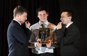 8 April 2009; Tipperary footballer Ciaran McDonald, centre, who was presented with the Vodafone Player of the Month for March in Football, with the 2008 Vodafone Referee's of the Year, Barry Kelly, left, from Westmeath, for hurling and Maurice Deegan, from Laois, for football, at a luncheon in Dublin. Westbury Hotel, Dublin. Picture credit: Brendan Moran / SPORTSFILE