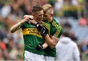 20 September 2015; Kerry's Jason Foley, left, and Evan Cronin celebrate at the final whistle. Electric Ireland GAA Football All-Ireland Minor Championship Final, Kerry v Tipperary, Croke Park, Dublin. Picture credit: Ramsey Cardy / SPORTSFILE
