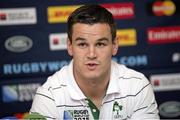 20 September 2015; Ireland's Jonathan Sexton during a press conference. Ireland Rugby Press Conference, 2015 Rugby World Cup. St George's Park, Burton-upon-Trent, England. Picture credit: Barrington Coombs / SPORTSFILE