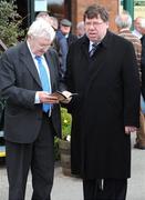 12 April 2009; An Taoiseach Brian Cowen with former Cathaoirleach Seanad Éireann Rory Kiely before the start of the day's racing. Fairyhouse, Co. Meath. Picture credit: Brian Lawless / SPORTSFILE *** Local Caption ***