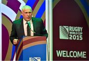 21 September 2015; Ireland team manager Michael Kearney speaking during the Ireland Squad Rugby World Cup Official Welcome Ceremony. Ireland Welcome Ceremony, 2015 Rugby World Cup, Burton Town Hall, Burton-upon-Trent, England. Picture credit: Brendan Moran / SPORTSFILE