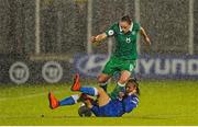 21 September 2015; Aine O'Gorman, Republic of Ireland, in action against Natalia Kuikka, Finland. UEFA Women's EURO 2017 Qualifier Group 2, Republic of Ireland v Finland. Tallaght Stadium, Tallaght, Co. Dublin. Picture credit: Seb Daly / SPORTSFILE