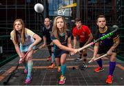 22 September 2015; Pictured at the launch of the inaugural EY Hockey League are, left to right, Katie Mullan, Peter Caruth, Chloe Watkins, Matthew Bell and Alan Sothern. For the first time ever the EY Hockey League will see the best teams in Ireland competing against each other week in week out for 18 competitive rounds. The league will play home to many of Ireland’s current international stars as well as a wealth of aspiring talent and team stalwarts. Launch of The EY Hockey League. EY, Harcourt Centre, Harcourt St, Dublin 2. Picture credit: Cody Glenn / SPORTSFILE