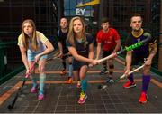 22 September 2015; Pictured at the launch of the inaugural EY Hockey League are, left to right, Katie Mullan, Peter Caruth, Chloe Watkins, Matthew Bell, and Alan Sothern. For the first time ever the EY Hockey League will see the best teams in Ireland competing against each other week in week out for 18 competitive rounds. The league will play home to many of Ireland’s current international stars as well as a wealth of aspiring talent and team stalwarts. Launch of The EY Hockey League. EY, Harcourt Centre, Harcourt St, Dublin 2. Picture credit: Cody Glenn / SPORTSFILE