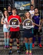 22 September 2015; Pictured at the launch of the inaugural EY Hockey League are, left to right, Katie Mullan, Peter Caruth, Matthew Bell, Chloe Watkins, Andrew Ward and Alan Sothern. For the first time ever the EY Hockey League will see the best teams in Ireland competing against each other week in week out for 18 competitive rounds. The league will play home to many of Ireland’s current international stars as well as a wealth of aspiring talent and team stalwarts. Launch of The EY Hockey League. EY, Harcourt Centre, Harcourt St, Dublin 2. Picture credit: Cody Glenn / SPORTSFILE