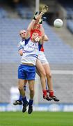 26 April 2009; Alan O'Connor, Cork, contests a high ball with Owen Lennon, no.9, and Dick Clerkin, Monaghan. Allianz GAA National Football League, Division 2 Final, Cork v Monaghan, Croke Park, Dublin. Picture credit: Ray McManus / SPORTSFILE