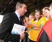 1 May 2009; Tom Daly, President of Ulster GAA, with children from the Holy Child Primary School, Belfast, at the launch of the New Belfast GAA Urban Strategy. Belfast. Picture credit: Pat Murphy / SPORTSFILE