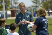 9 June 2013; Republic of Ireland's Andy Keogh, signs autographs during a visit to Breezy Point's Irish Community in Queens, New York, United States. Photo by David Maher/Sportsfile