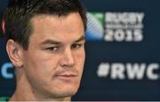 2 October 2015; Ireland's Jonathan Sexton during a press conference. Ireland Rugby Press Conference, 2015 Rugby World Cup, Radisson Blu Hotel, Guildford, England. Picture credit: Brendan Moran / SPORTSFILE